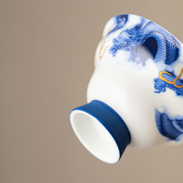 Auspicious Dragon White Porcelain Gaiwan Tea Set
