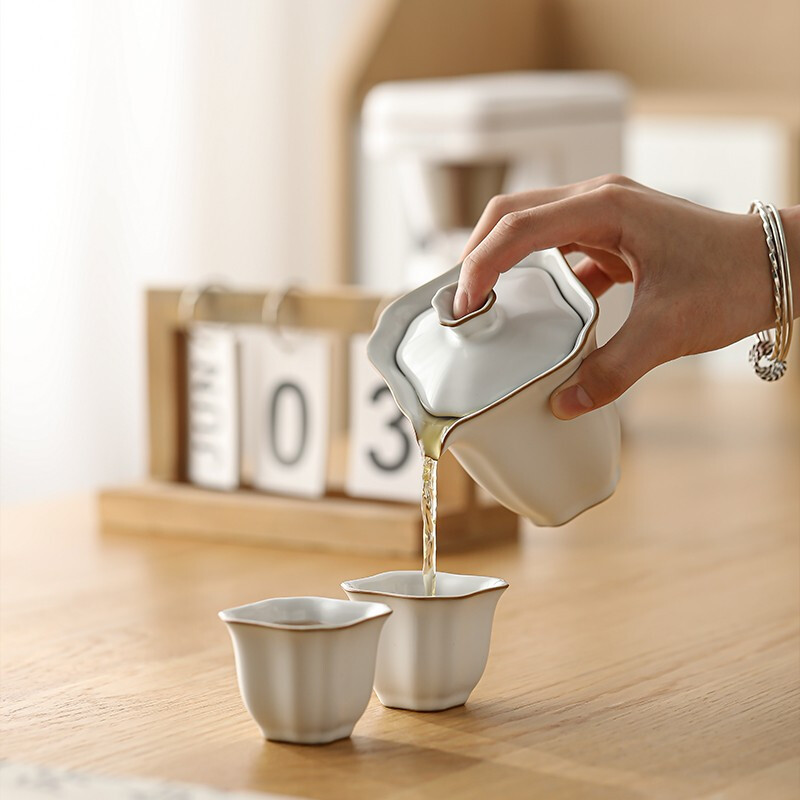 Auspicious Ru Kiln Travel Tea Set