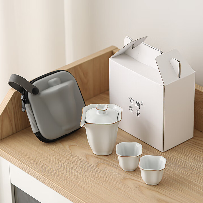 Auspicious Ru Kiln Travel Tea Set