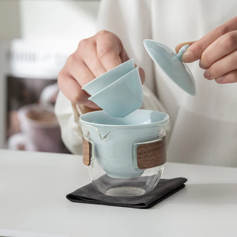 Ethereal Scholars' Rock Celadon Travel Tea Set