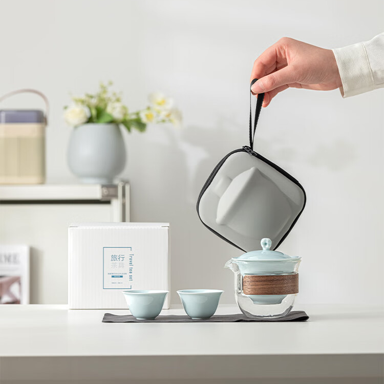 Ethereal Scholars' Rock Celadon Travel Tea Set