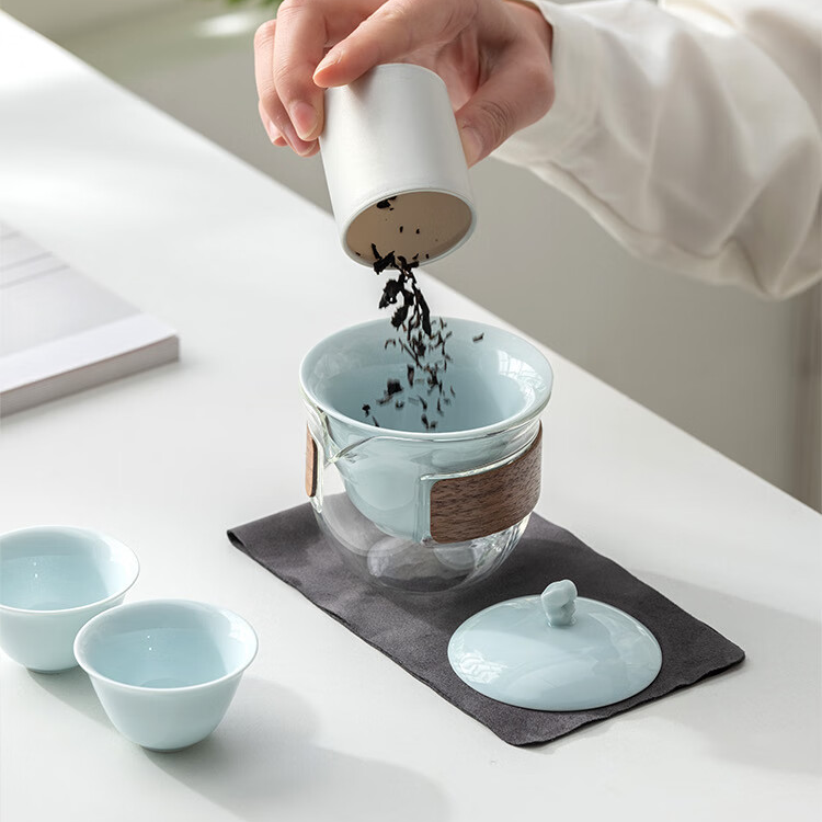 Ethereal Scholars' Rock Celadon Travel Tea Set