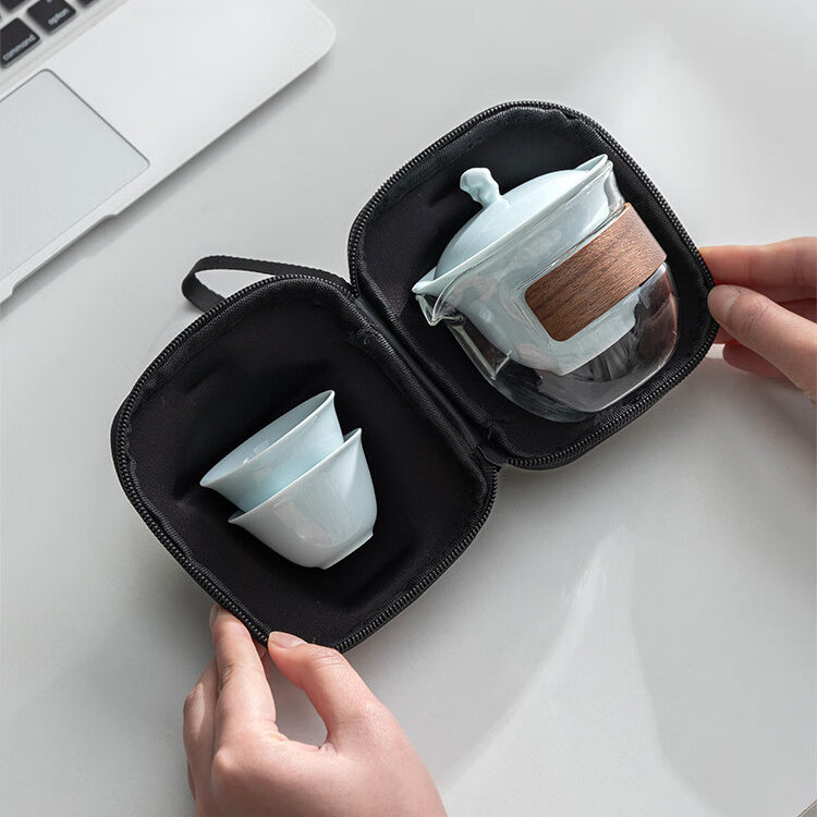 Ethereal Scholars' Rock Celadon Travel Tea Set