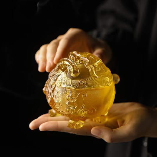 Suanni Lion of Amber and Sandalwood Incense Burner