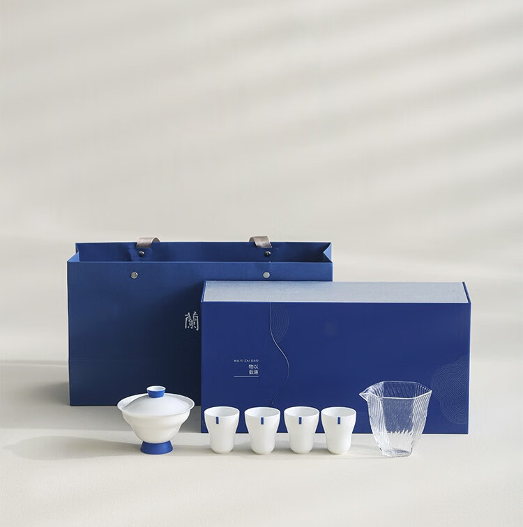 White Porcelain Blessed Fortune Gaiwan Tea Set