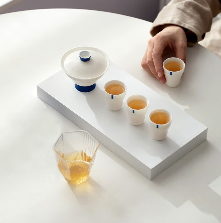 White Porcelain Blessed Fortune Gaiwan Tea Set