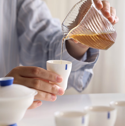 White Porcelain Blessed Fortune Gaiwan Tea Set