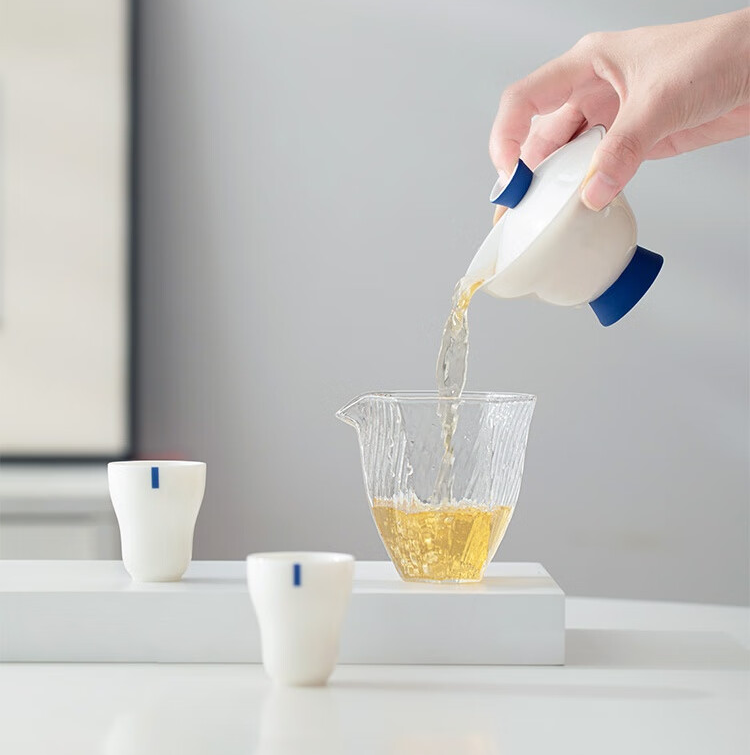 White Porcelain Blessed Fortune Gaiwan Tea Set