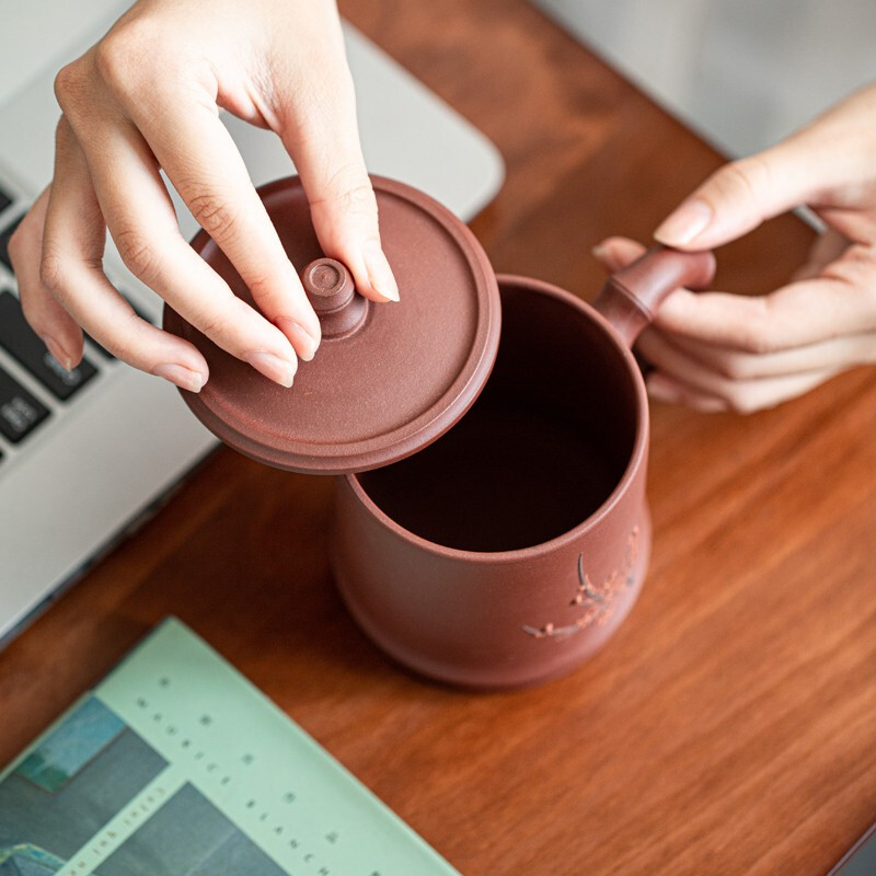 Yixing Tea Cup with Plum Blossoms in Snow